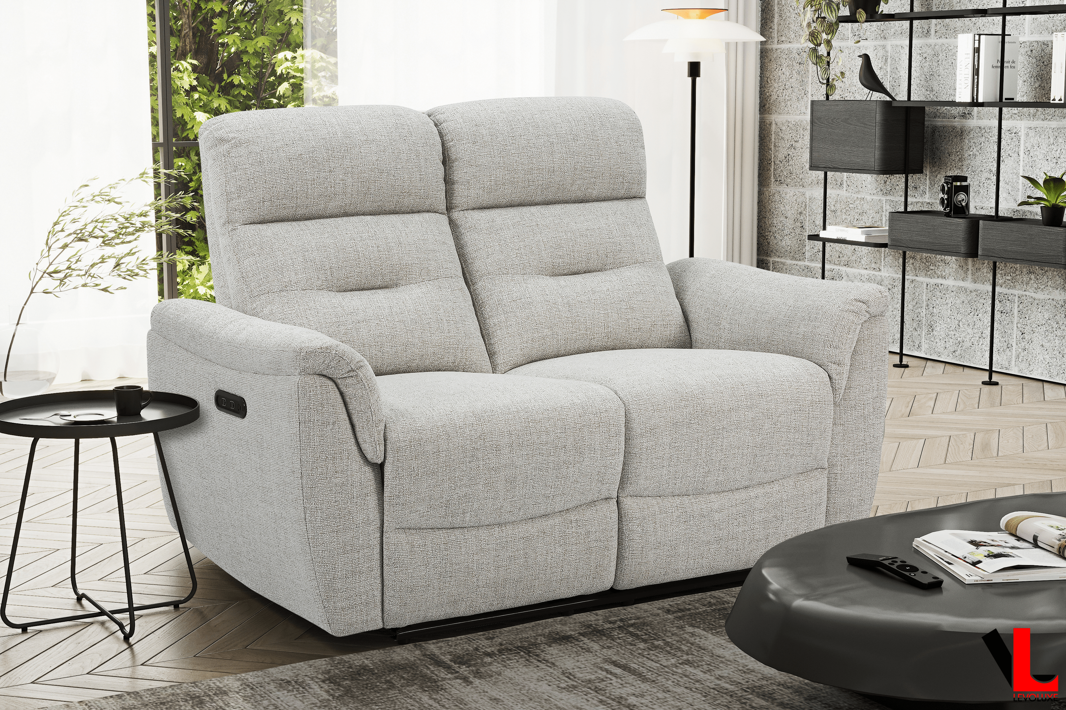 Cain 2 Piece Power Reclining Sofa and Loveseat Set in Weave Fabric - Available in 2 Colours