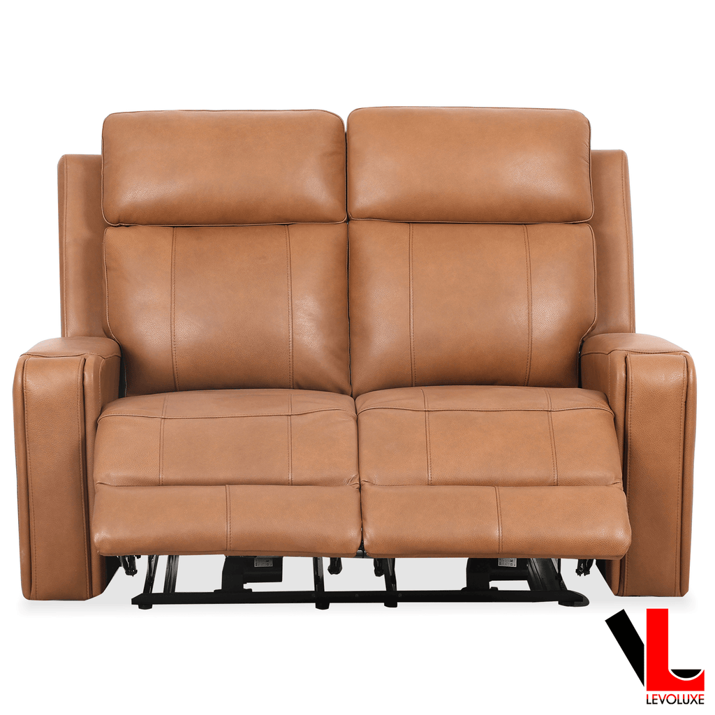 Cavron 2 Piece Power Reclining Sofa and Loveseat Set with Power Headrests in Cognac Leather Match