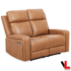 Cavron 2 Piece Power Reclining Sofa and Loveseat Set with Power Headrests in Cognac Leather Match