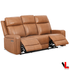 Cavron 3 Piece Power Reclining Sofa,  Loveseat and Chair Set with Power Headrests in Cognac Leather Match
