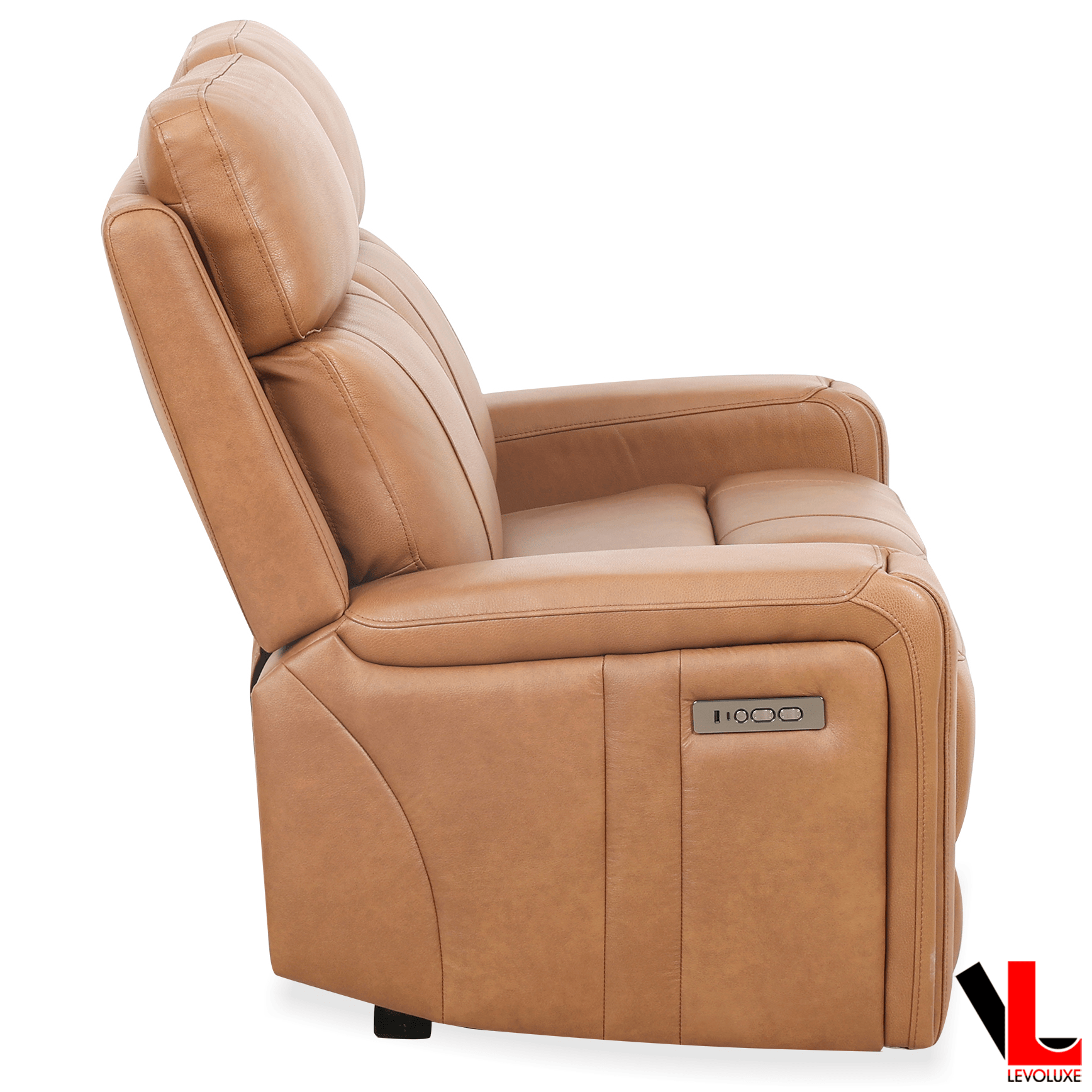 Cavron 3 Piece Power Reclining Sofa,  Loveseat and Chair Set with Power Headrests in Cognac Leather Match