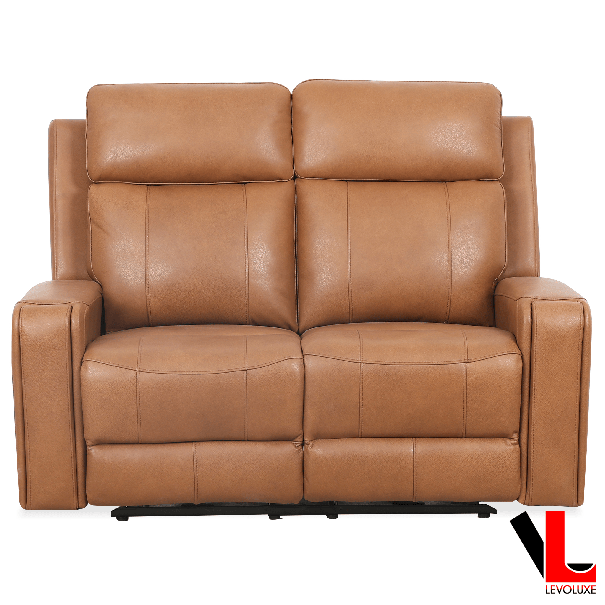 Cavron 3 Piece Power Reclining Sofa,  Loveseat and Chair Set with Power Headrests in Cognac Leather Match