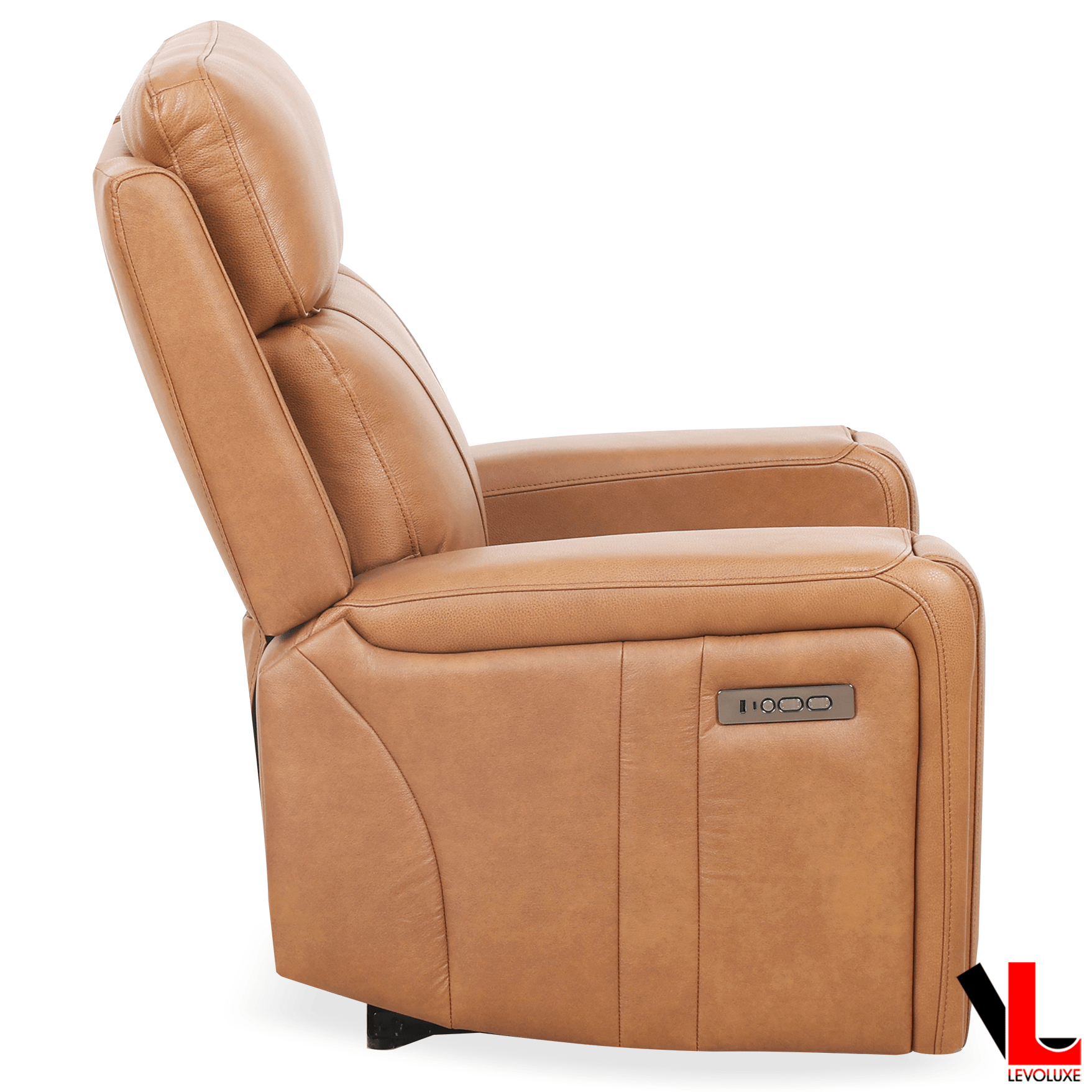 Cavron 3 Piece Power Reclining Sofa,  Loveseat and Chair Set with Power Headrests in Cognac Leather Match