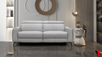Lennox 2 Piece Power Reclining Sofa and Loveseat Set with Adjustable Headrests in Light Grey Leather Match