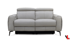 Lennox 2 Piece Power Reclining Sofa and Loveseat Set with Adjustable Headrests in Light Grey Leather Match