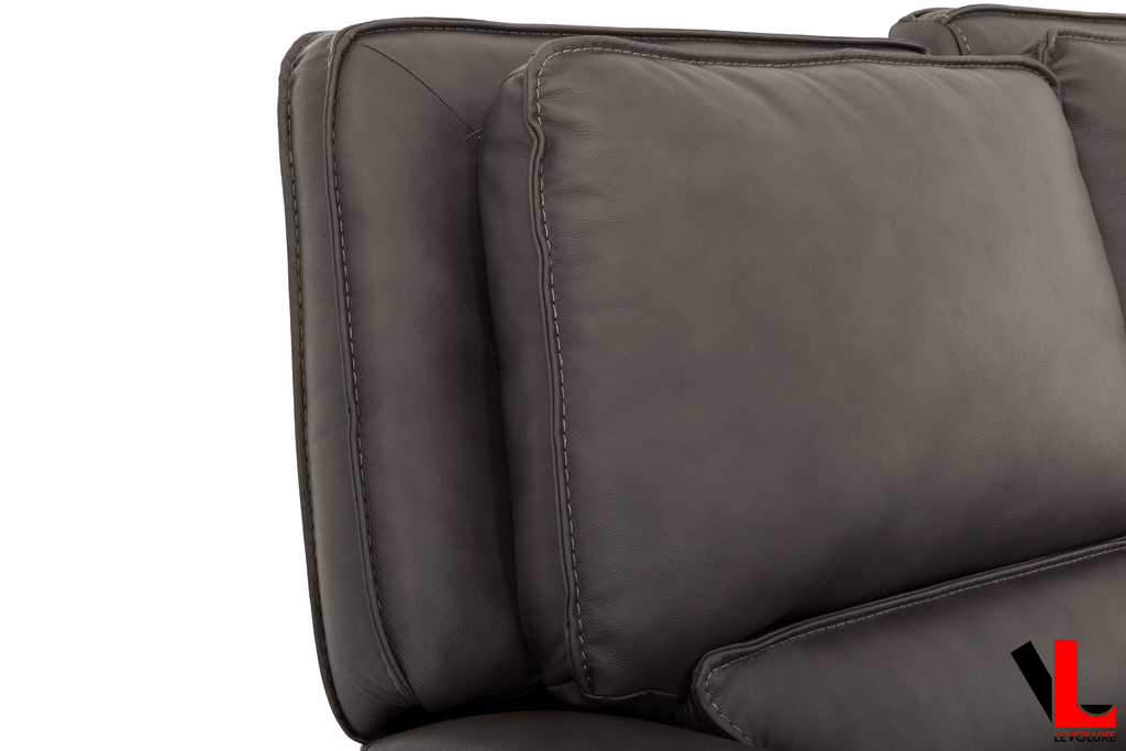 Levoluxe Sofa Set Odessa 2 Piece Power Reclining Sofa and Loveseat Set in Tex Grey Leather Match
