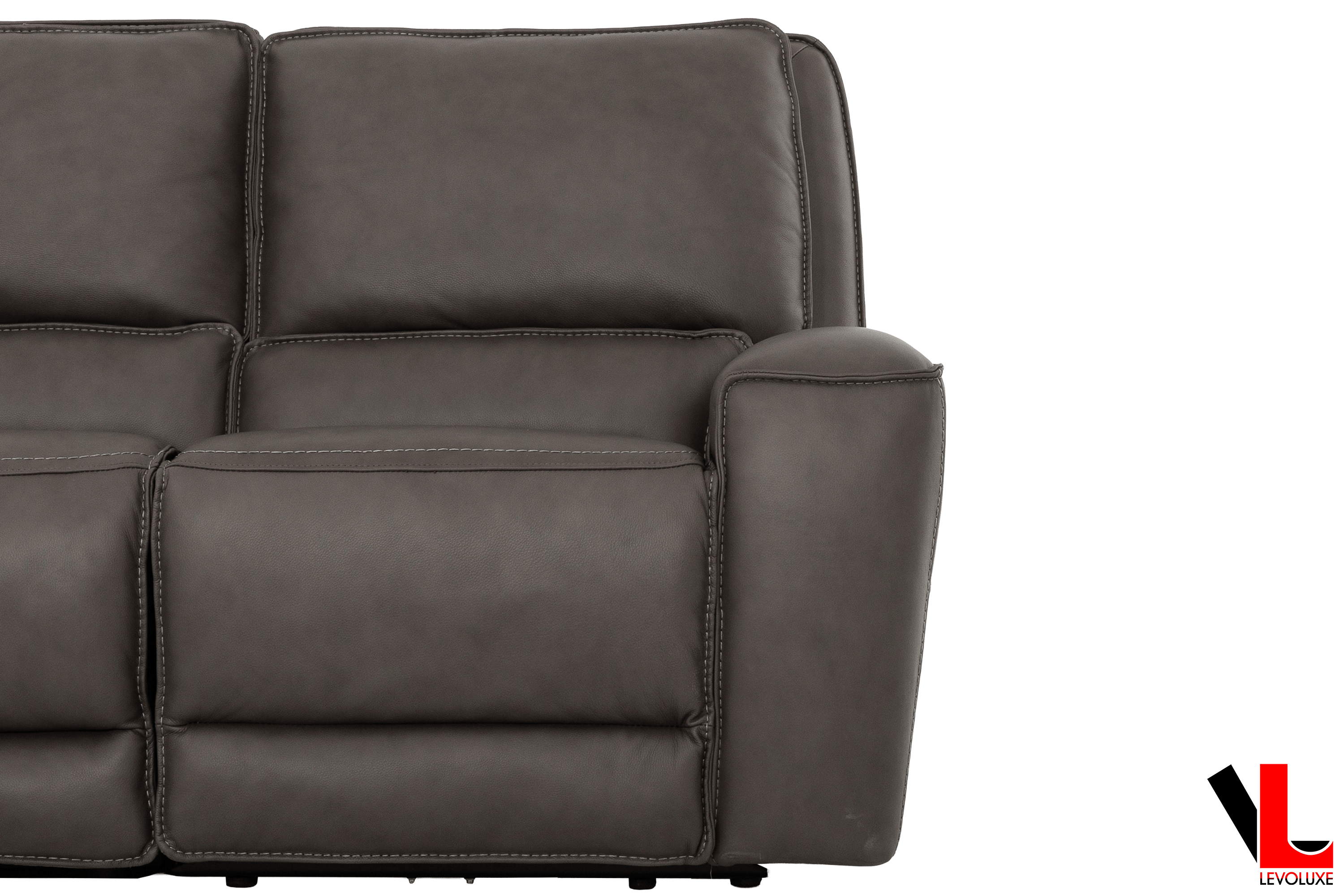 Levoluxe Sofa Set Odessa 2 Piece Power Reclining Sofa and Loveseat Set in Tex Grey Leather Match