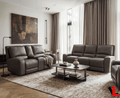 Levoluxe Sofa Set Odessa 2 Piece Power Reclining Sofa and Loveseat Set in Tex Grey Leather Match