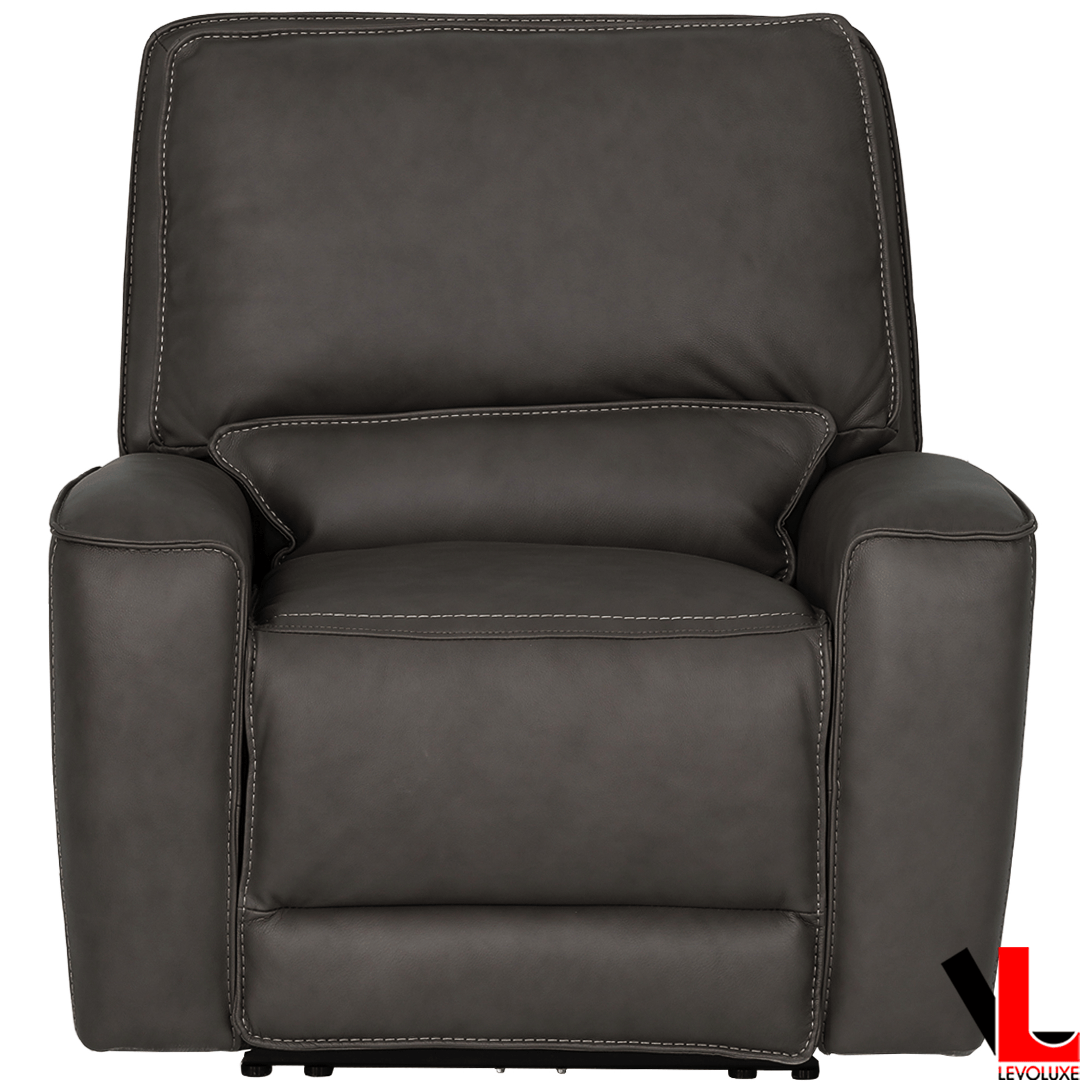Levoluxe Sofa Set Odessa 3 Piece Power Reclining Sofa, Loveseat and Chair Set in Tex Grey Leather Match
