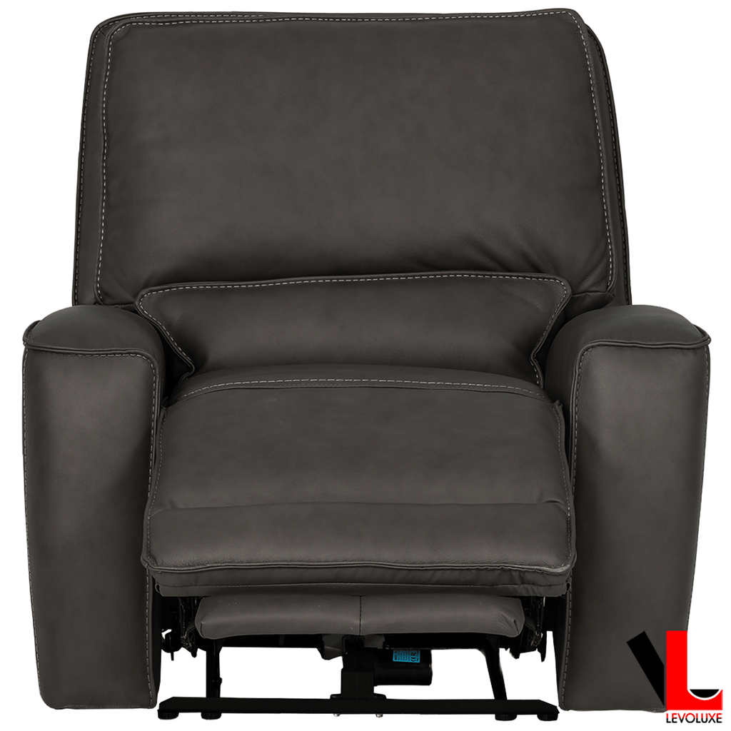 Levoluxe Sofa Set Odessa 3 Piece Power Reclining Sofa, Loveseat and Chair Set in Tex Grey Leather Match