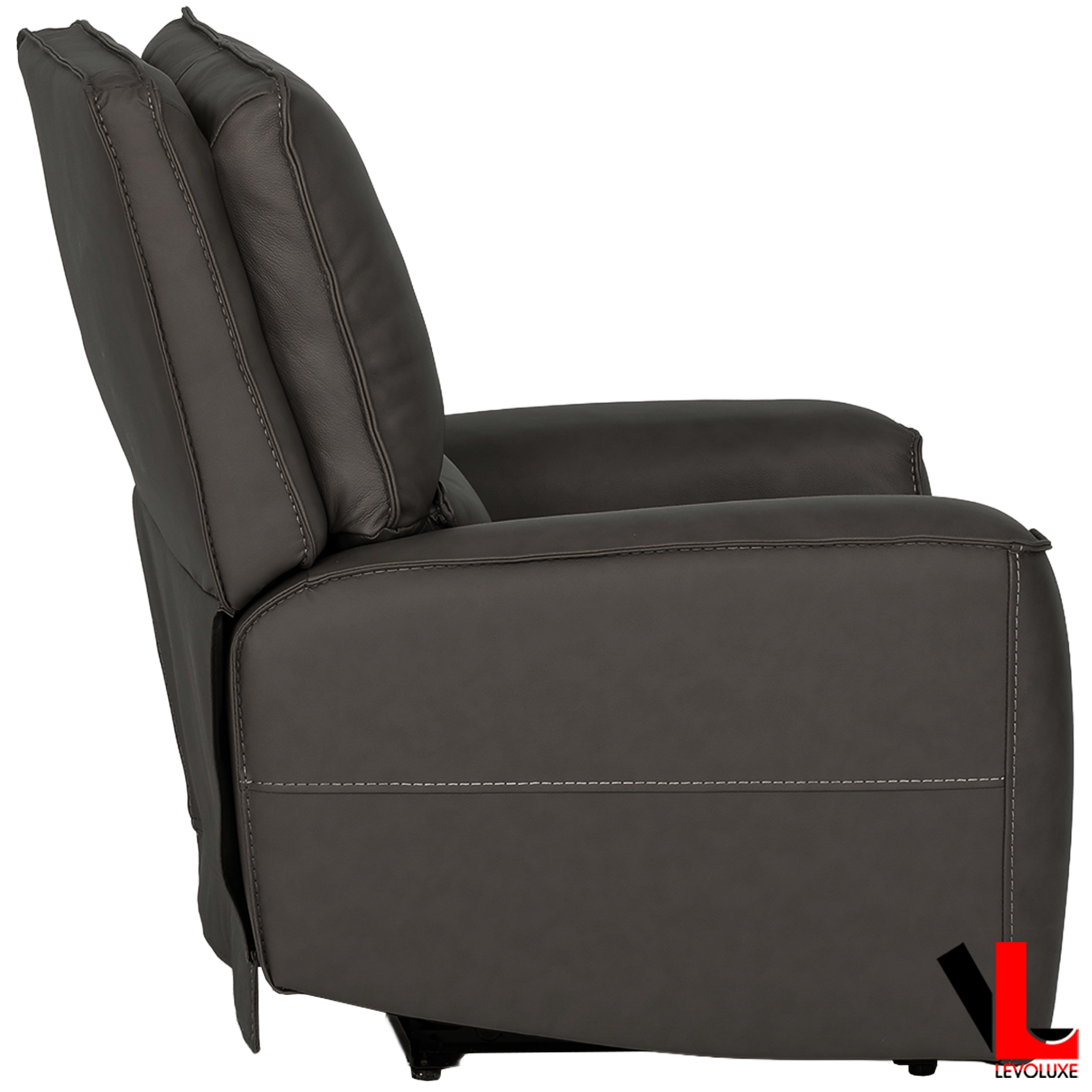 Levoluxe Sofa Set Odessa 3 Piece Power Reclining Sofa, Loveseat and Chair Set in Tex Grey Leather Match