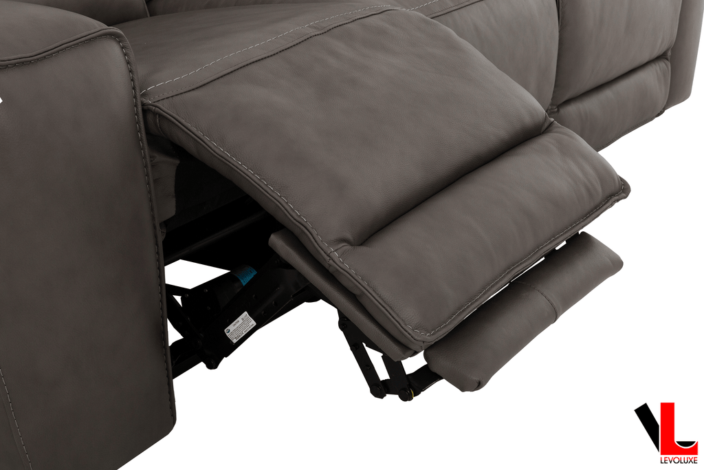 Levoluxe Sofa Set Odessa 3 Piece Power Reclining Sofa, Loveseat and Chair Set in Tex Grey Leather Match