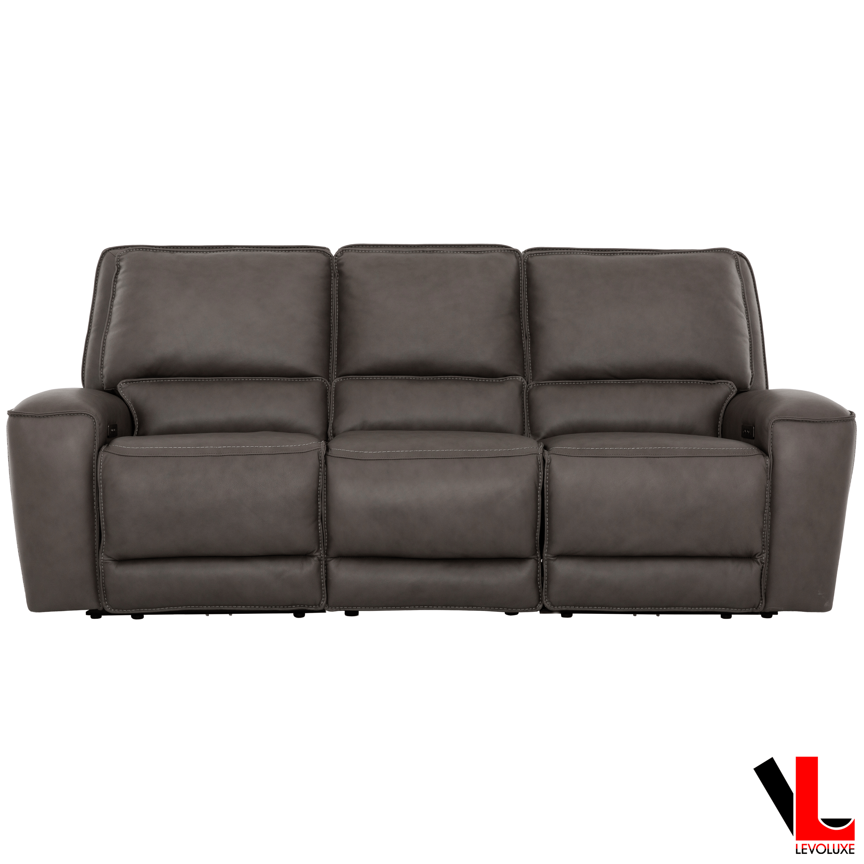 Levoluxe Sofa Set Odessa 3 Piece Power Reclining Sofa, Loveseat and Chair Set in Tex Grey Leather Match