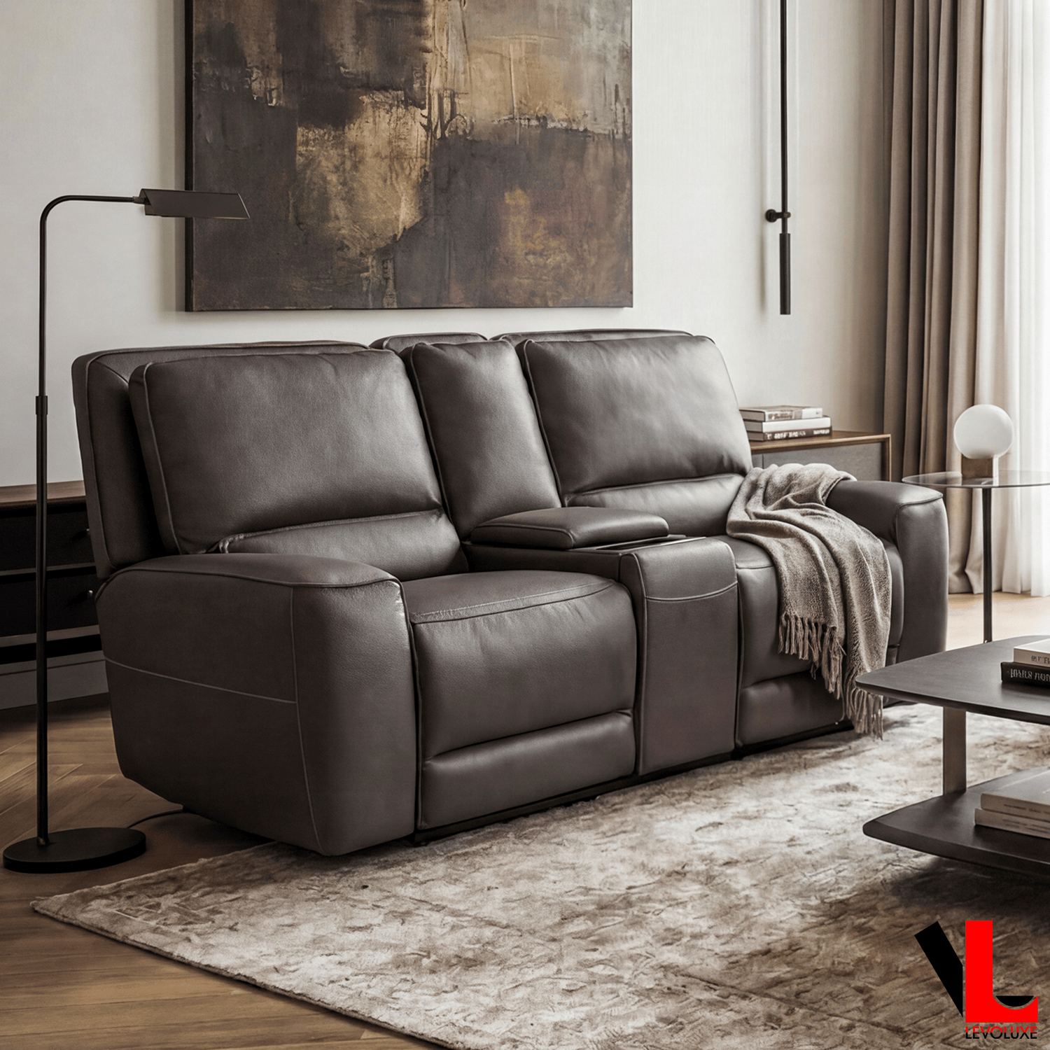 Levoluxe Sofa Set Odessa 3 Piece Power Reclining Sofa, Loveseat and Chair Set in Tex Grey Leather Match