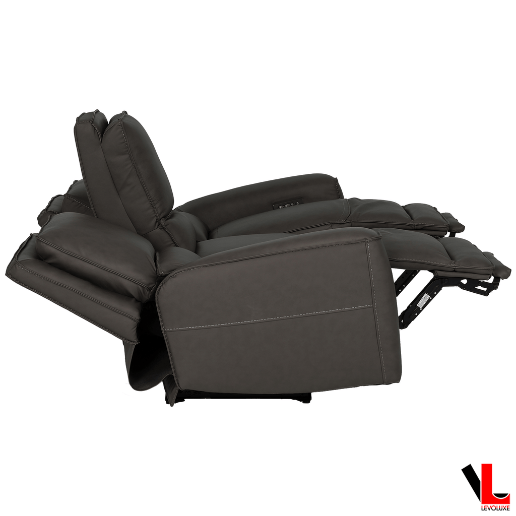 Levoluxe Sofa Set Odessa 3 Piece Power Reclining Sofa, Loveseat and Chair Set in Tex Grey Leather Match