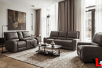 Levoluxe Sofa Set Odessa 3 Piece Power Reclining Sofa, Loveseat and Chair Set in Tex Grey Leather Match
