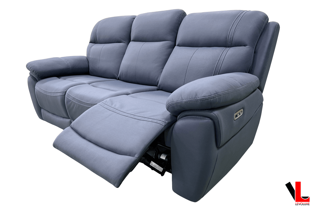 Regent 2 Piece Power Reclining Sofa and Loveseat with Power Headrests in Jaxxon Blue