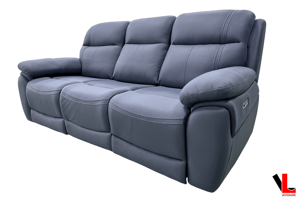 Levoluxe Sofa Set Regent 2 Piece Power Reclining Sofa and Loveseat with Power Headrests in Jaxxon Blue