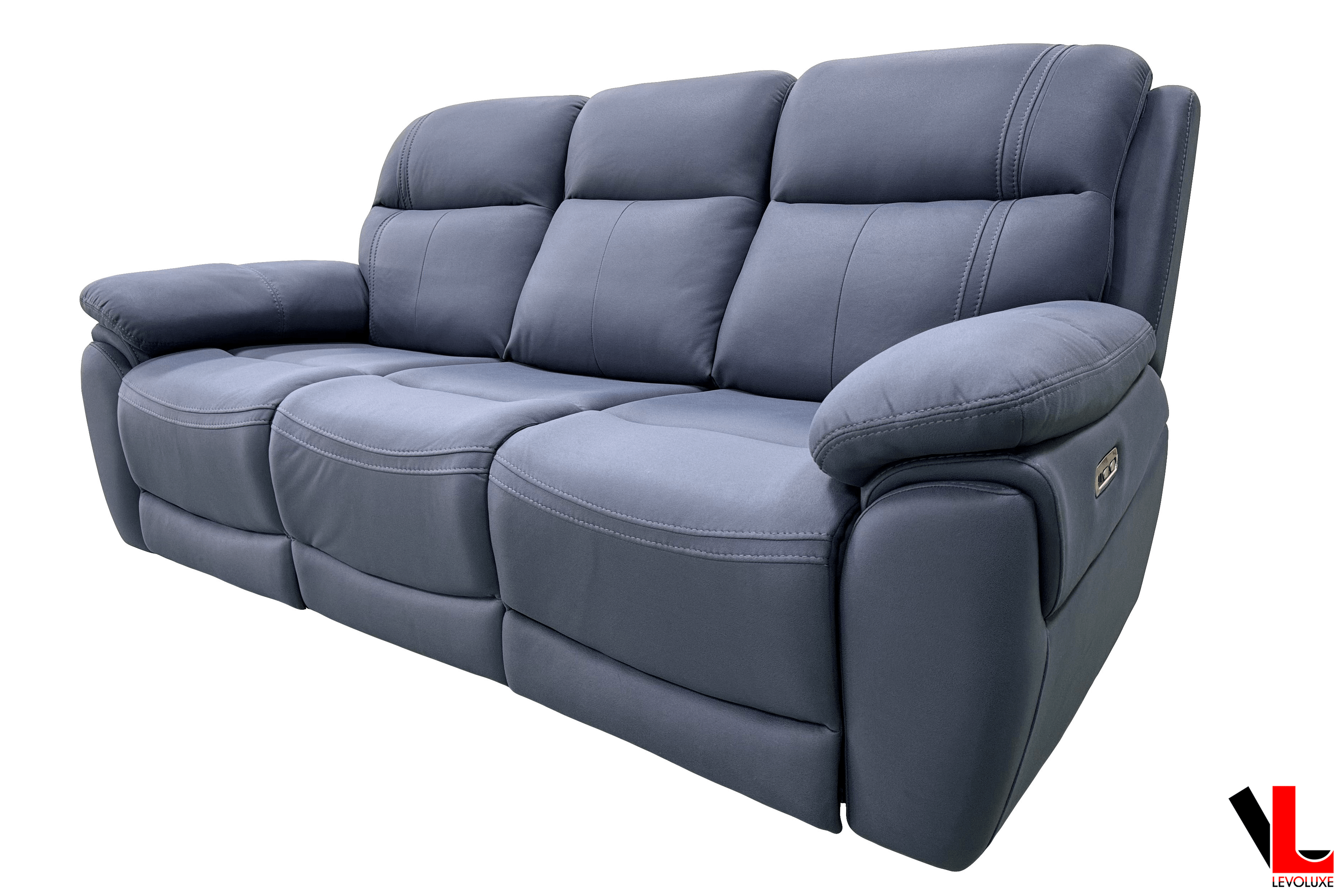 Levoluxe Sofa Set Regent 2 Piece Power Reclining Sofa and Loveseat with Power Headrests in Jaxxon Blue