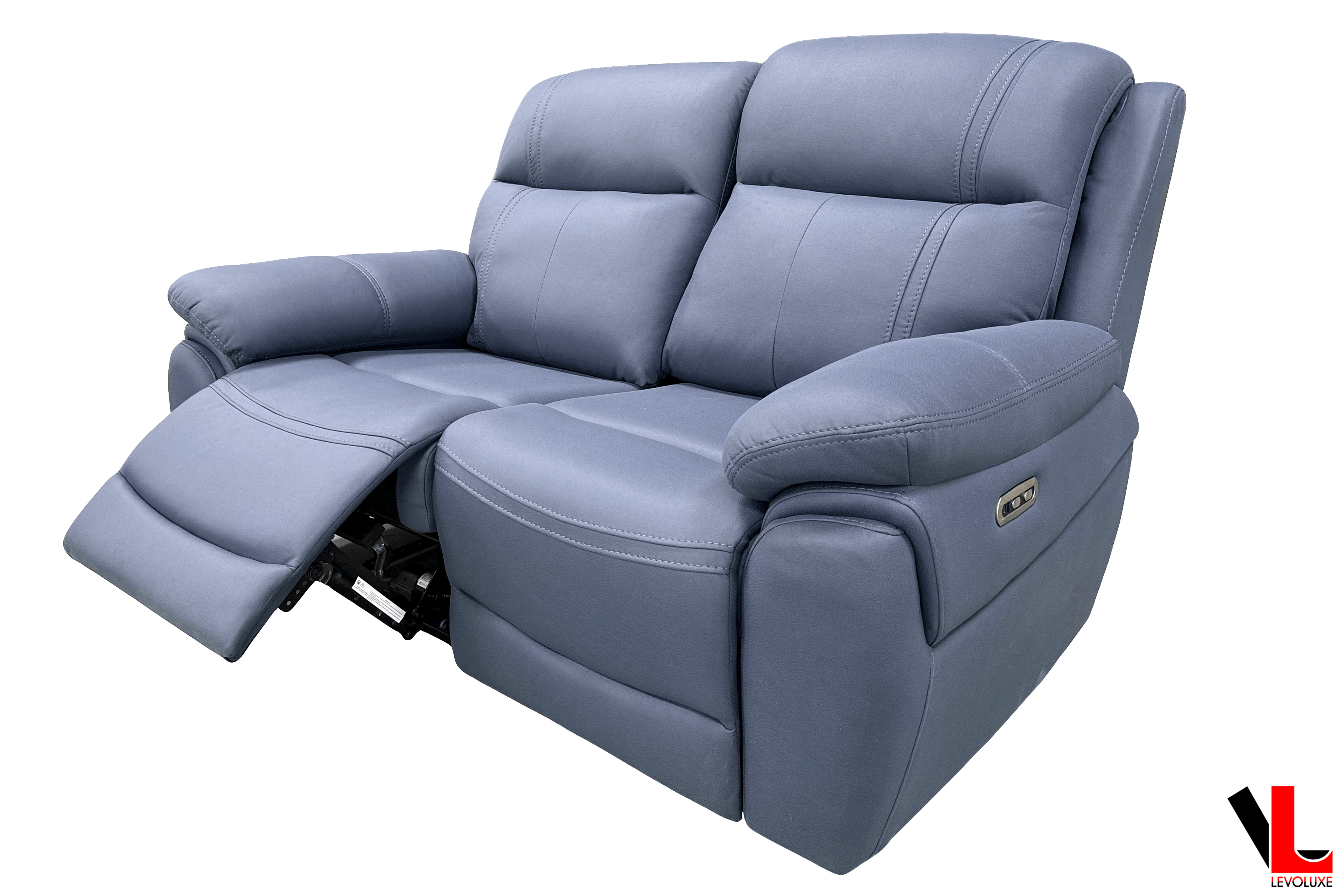 Regent 2 Piece Power Reclining Sofa and Loveseat with Power Headrests in Jaxxon Blue