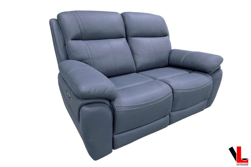 Regent 2 Piece Power Reclining Sofa and Loveseat with Power Headrests in Jaxxon Blue