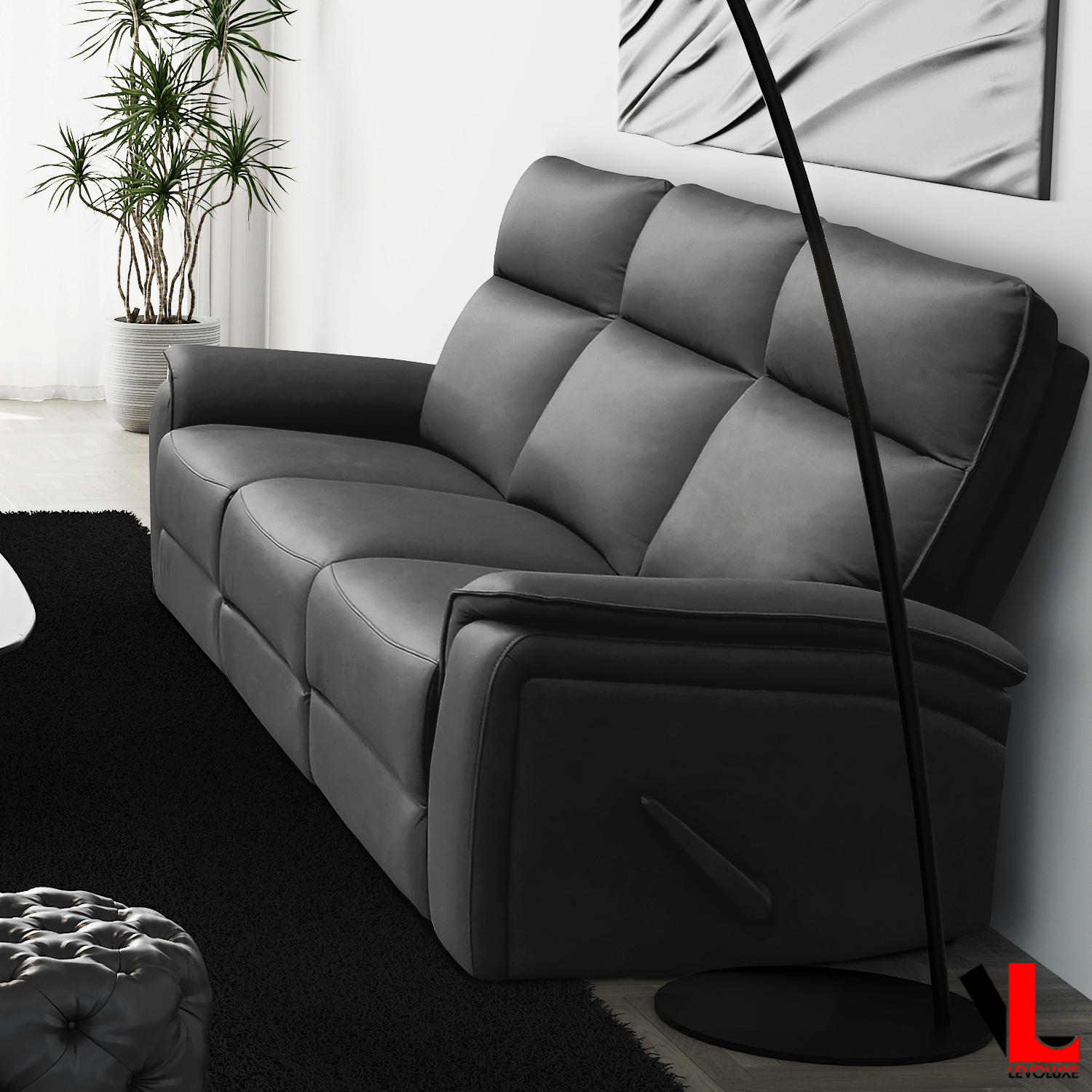 Sereno 3 Piece Reclining Sofa, Loveseat and Rocker Chair in Jaxxon Smoke