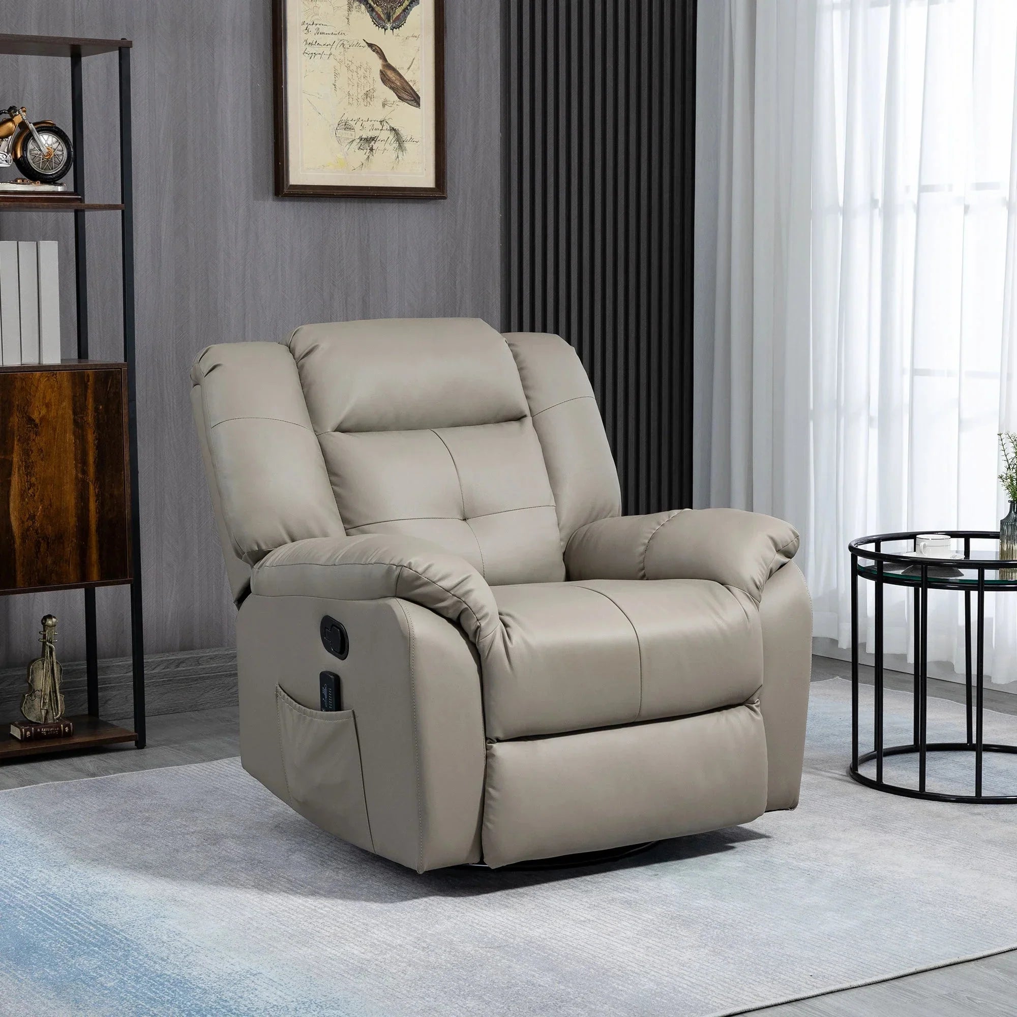 Pending - Aosom Homcom 8-Point Vibration Massage Recliner Chair For Living Room, Pu Leather Reclining Chair, Swivel Recliner with Remote Control, Rocking Function - Available in 2 Colours