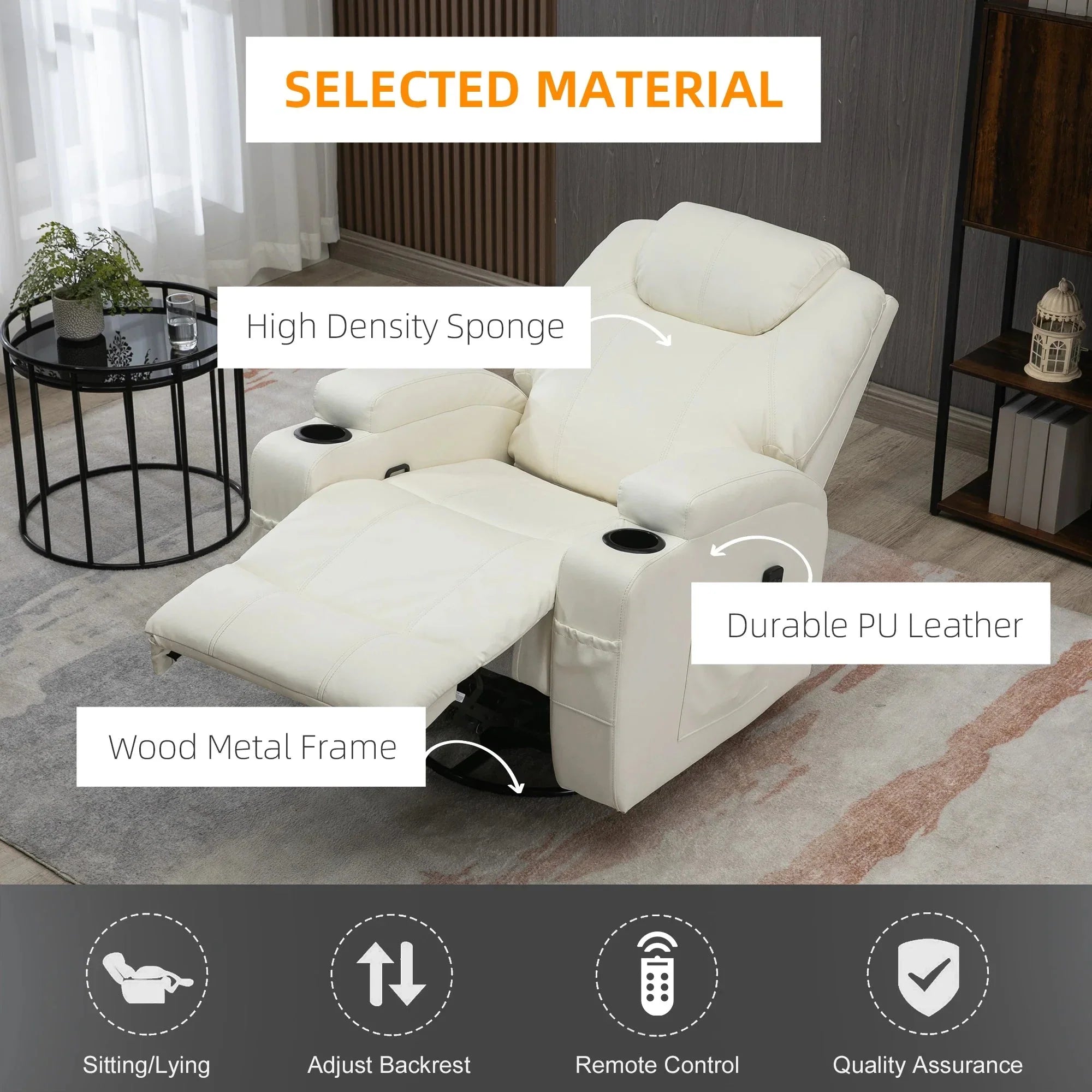 Pending - Aosom Homcom Faux Leather Recliner Chair with Massage, Vibration, Muti-Function Padded Sofa Chair with Remote Control, 360 Degree Swivel Seat with Dual Cup Holders, Black