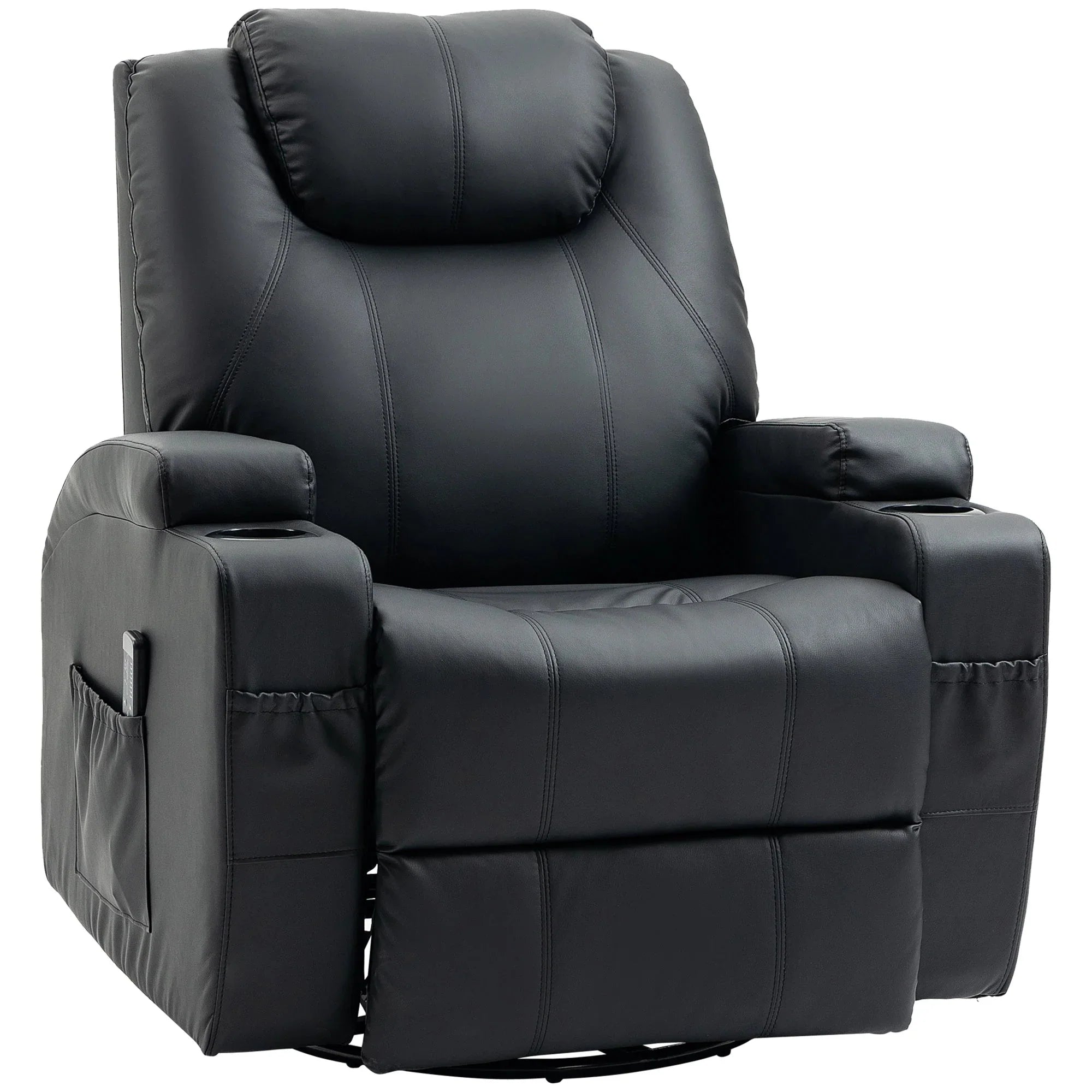 Pending - Aosom Homcom Faux Leather Recliner Chair with Massage, Vibration, Muti-Function Padded Sofa Chair with Remote Control, 360 Degree Swivel Seat with Dual Cup Holders, Black
