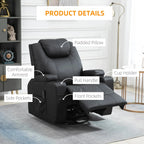Pending - Aosom Homcom Faux Leather Recliner Chair with Massage, Vibration, Muti-Function Padded Sofa Chair with Remote Control, 360 Degree Swivel Seat with Dual Cup Holders, Black