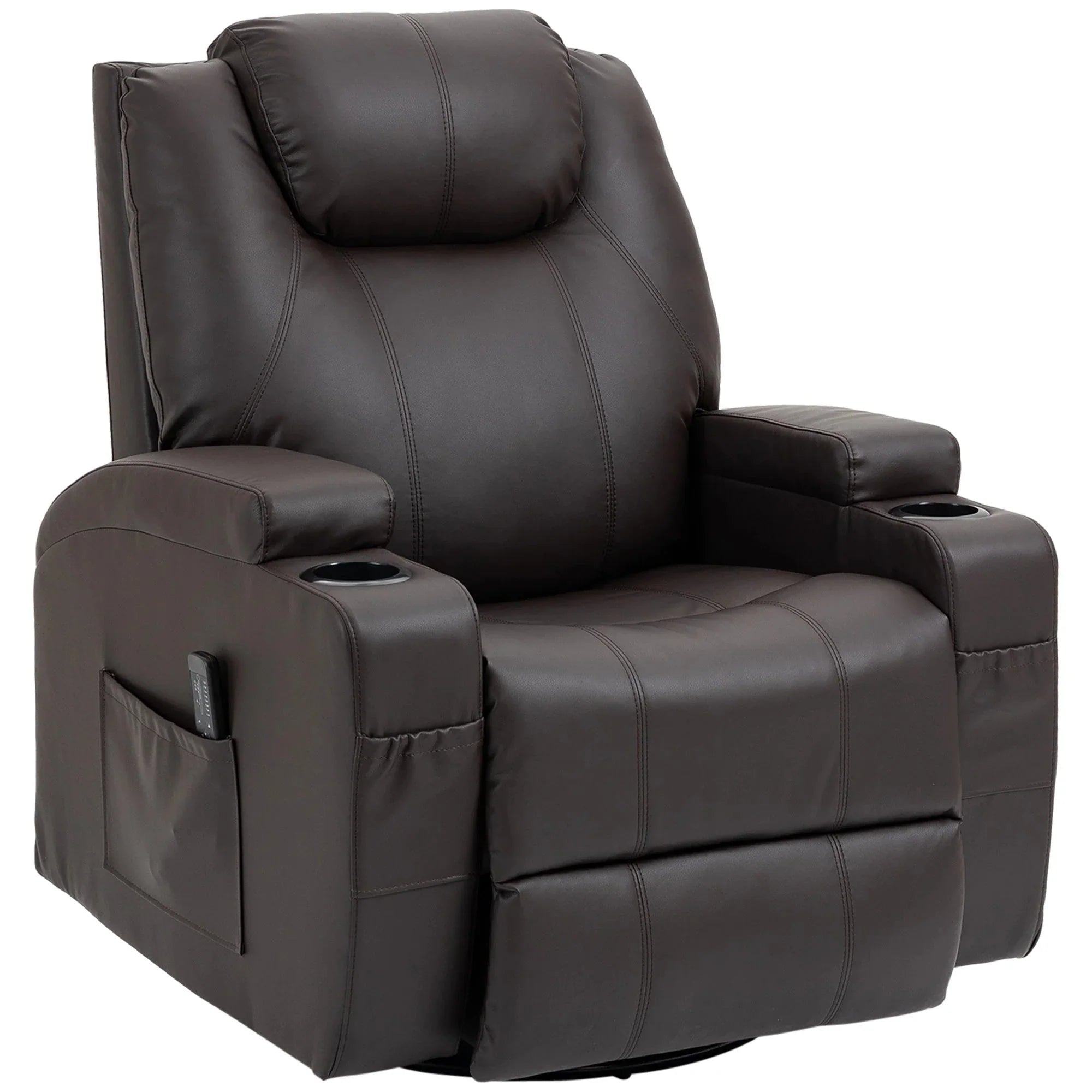 Pending - Aosom Homcom Faux Leather Recliner Chair with Massage, Vibration, Muti-Function Padded Sofa Chair with Remote Control, 360 Degree Swivel Seat with Dual Cup Holders, Black