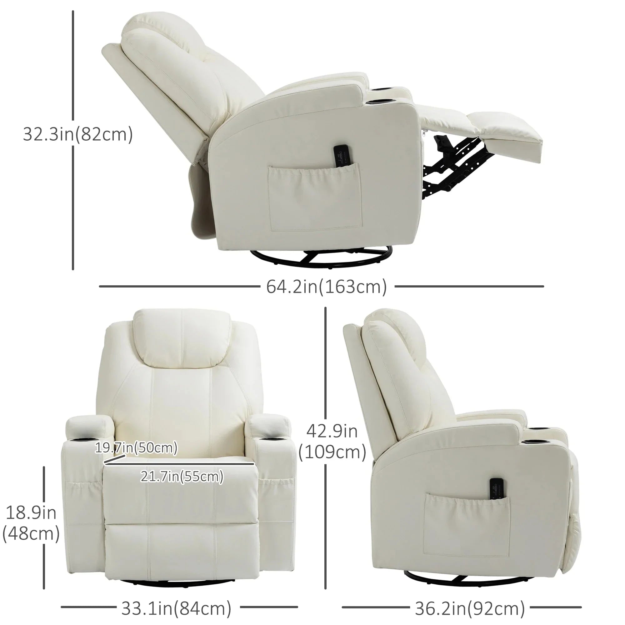 Pending - Aosom Homcom Faux Leather Recliner Chair with Massage, Vibration, Muti-Function Padded Sofa Chair with Remote Control, 360 Degree Swivel Seat with Dual Cup Holders, Black