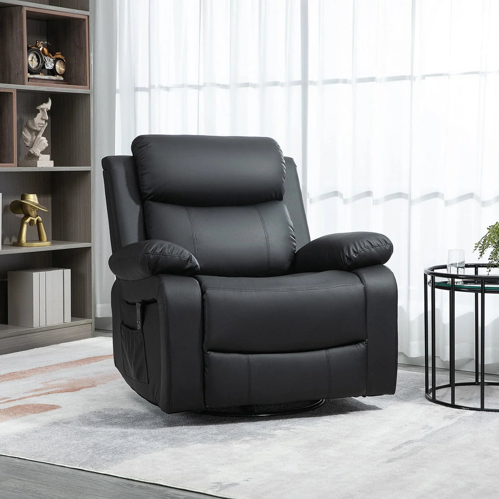 Vibration Massage Reclining Swivel Chair in Faux Leather - Available in 3 Colours