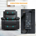 Vibration Massage Reclining Swivel Chair in Faux Leather - Available in 3 Colours