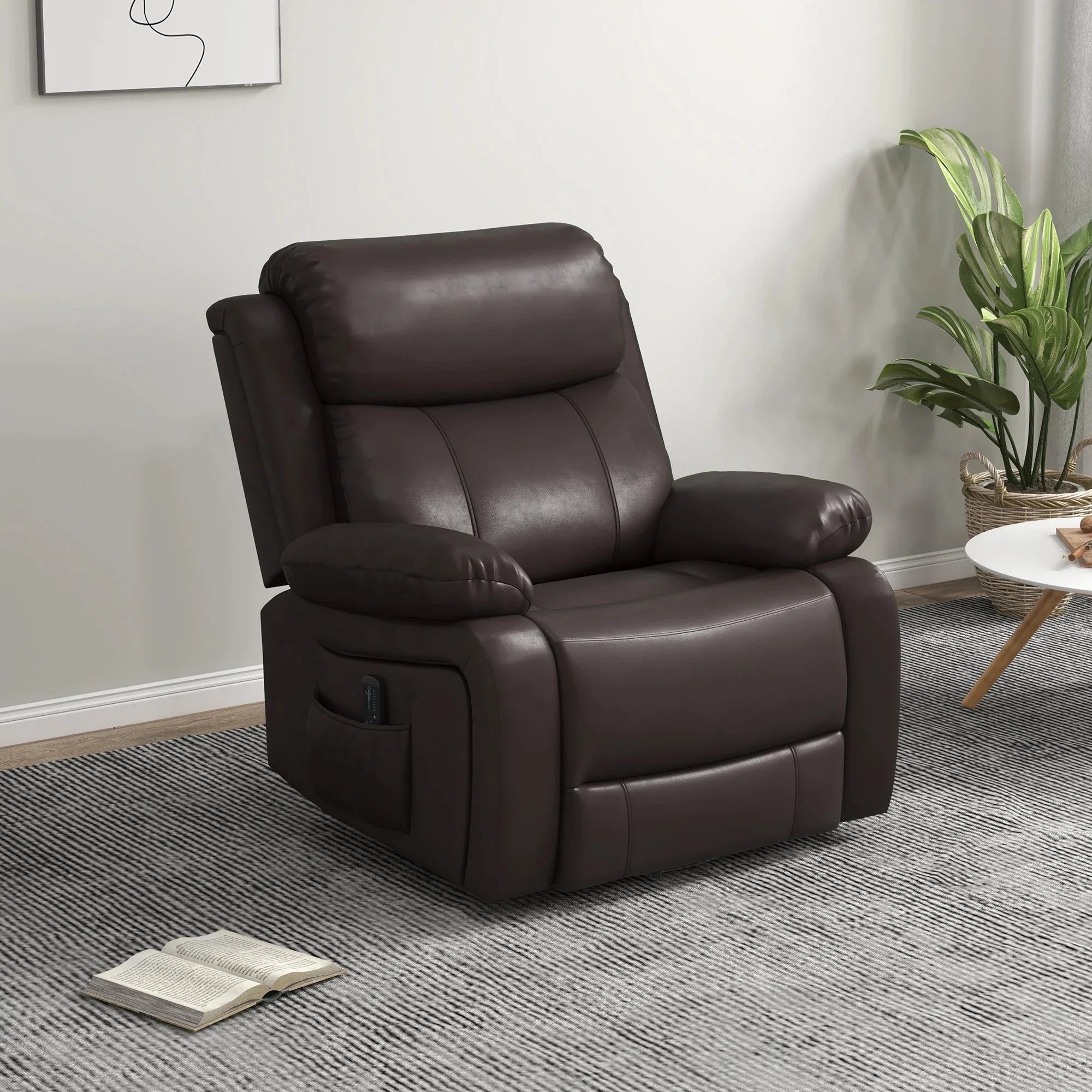 Vibration Massage Reclining Swivel Chair in Faux Leather - Available in 3 Colours