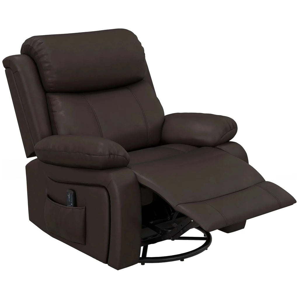 Vibration Massage Reclining Swivel Chair in Faux Leather - Available in 3 Colours