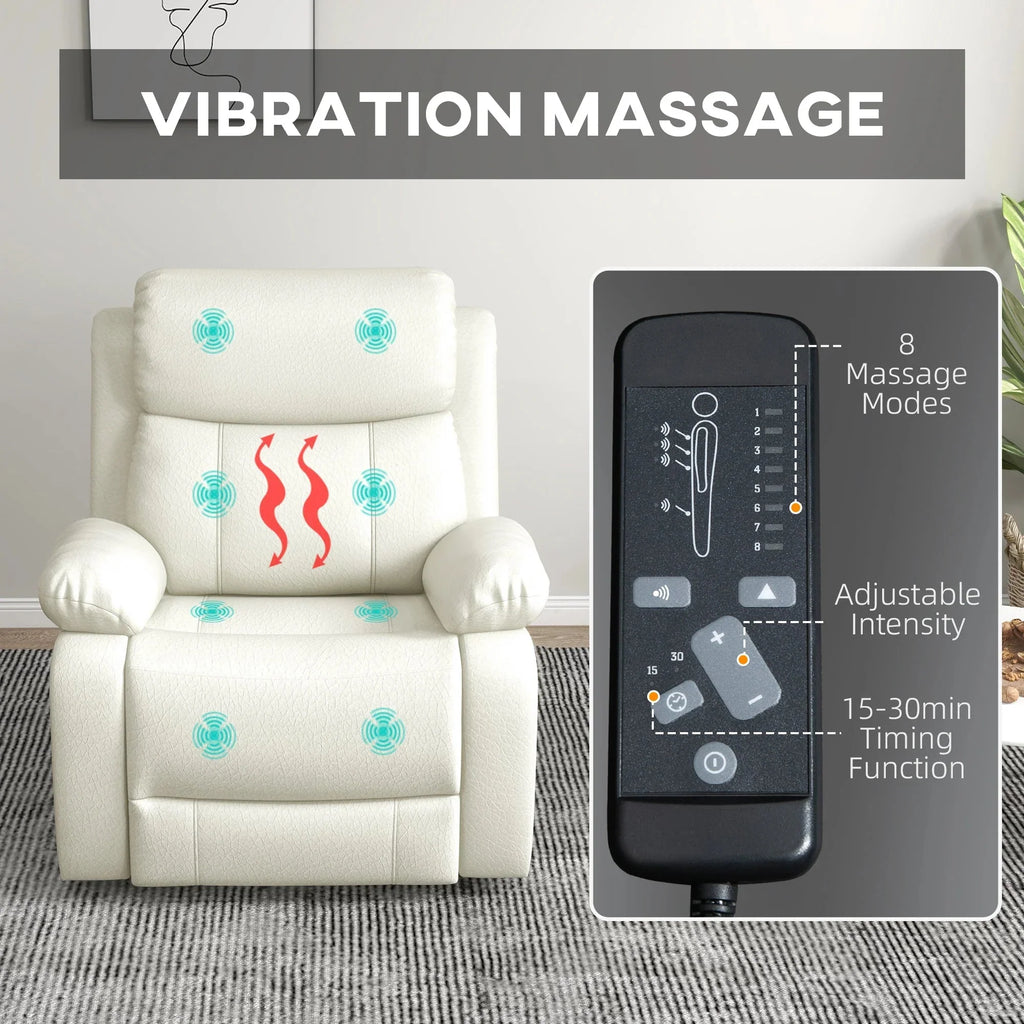 Vibration Massage Reclining Swivel Chair in Faux Leather - Available in 3 Colours