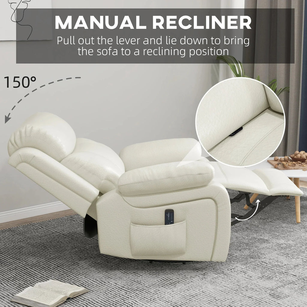 Vibration Massage Reclining Swivel Chair in Faux Leather - Available in 3 Colours