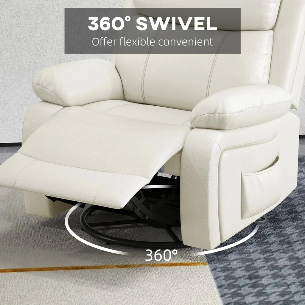 Vibration Massage Reclining Swivel Chair in Faux Leather - Available in 3 Colours