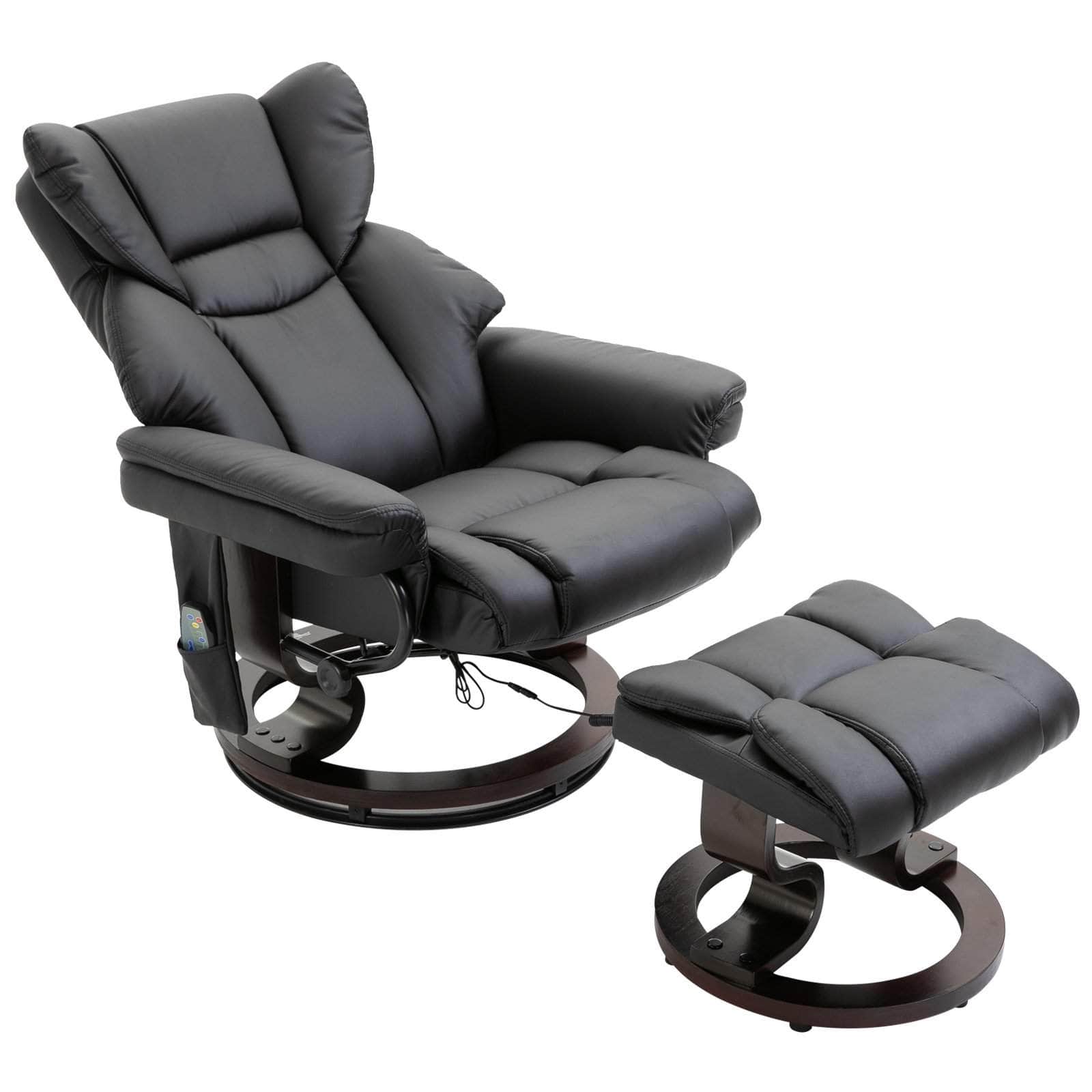 10 Vibration Point Massage Reclining Chair and Ottoman in Faux Leather - Available in 2 Colours