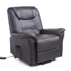 Brown Faux Leather Power Lift Reclining Chair with Remote Control