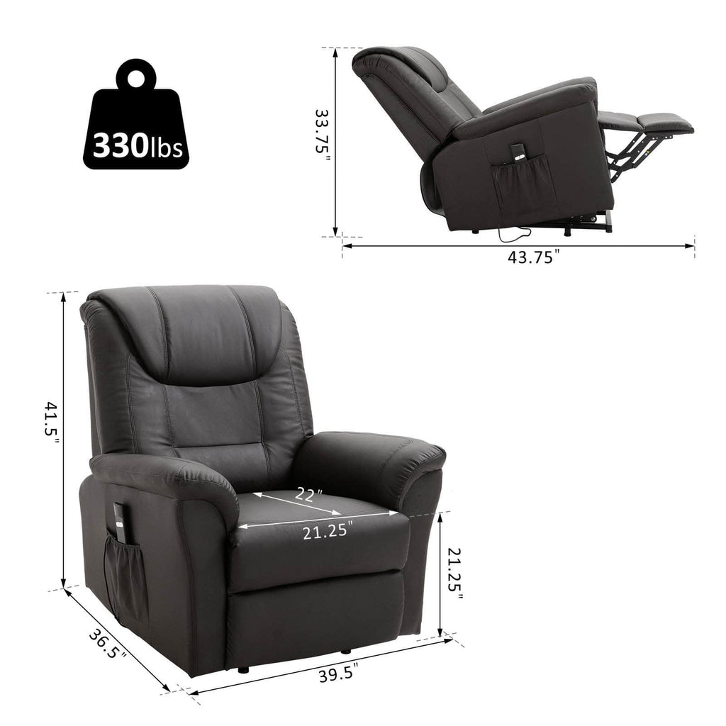 Brown Faux Leather Power Lift Reclining Chair with Remote Control
