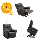 Brown Faux Leather Power Lift Reclining Chair with Remote Control