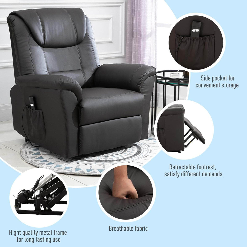 Brown Faux Leather Power Lift Reclining Chair with Remote Control