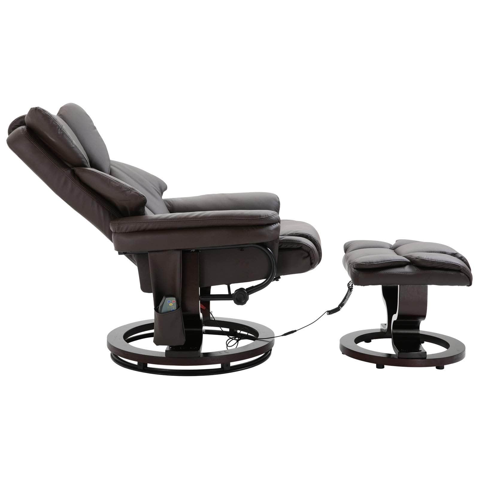 10 Vibration Point Massage Reclining Chair and Ottoman in Faux Leather - Available in 2 Colours