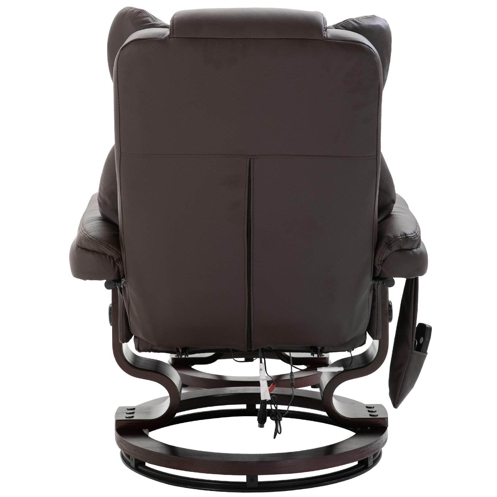 10 Vibration Point Massage Reclining Chair and Ottoman in Faux Leather - Available in 2 Colours