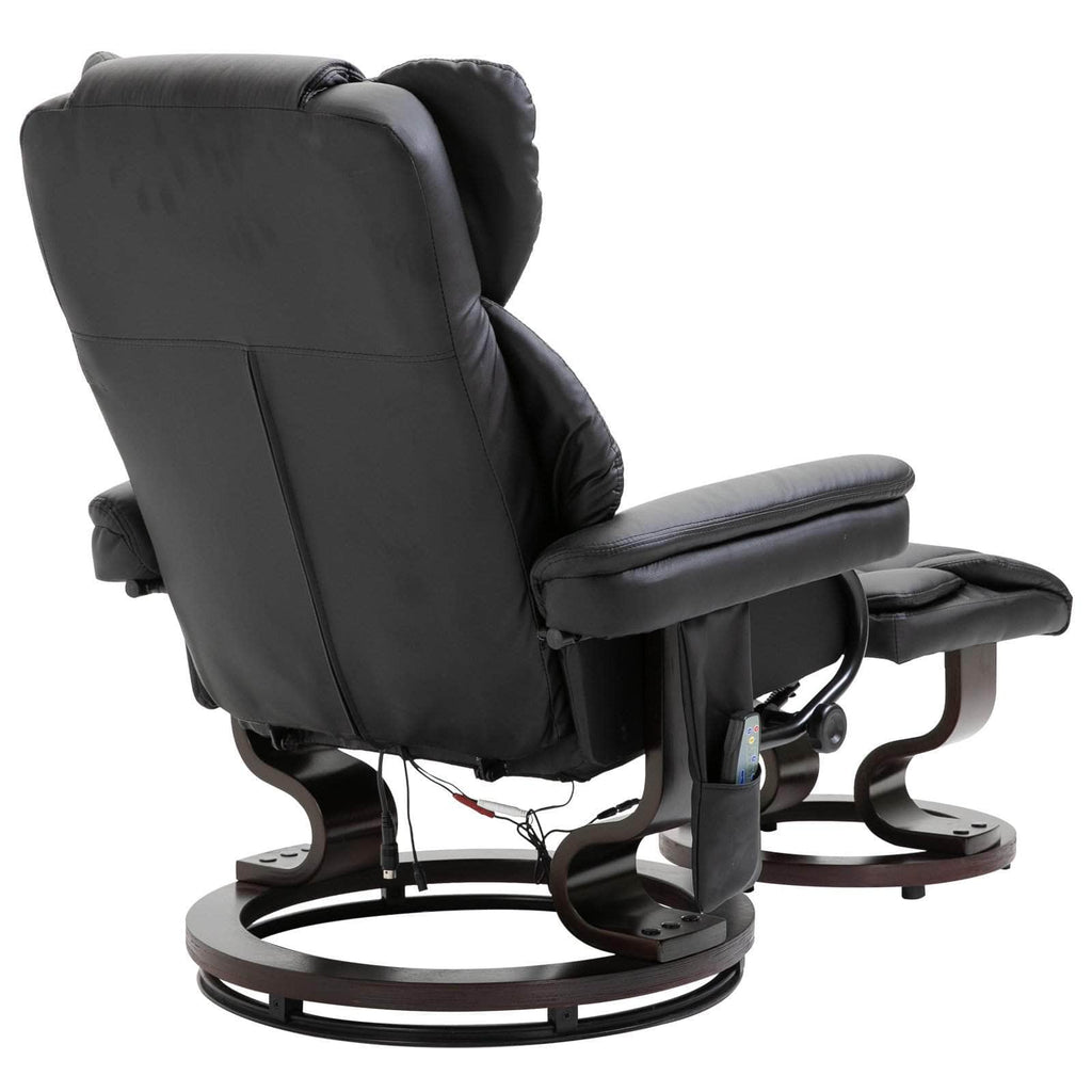 10 Vibration Point Massage Reclining Chair and Ottoman in Faux Leather - Available in 2 Colours