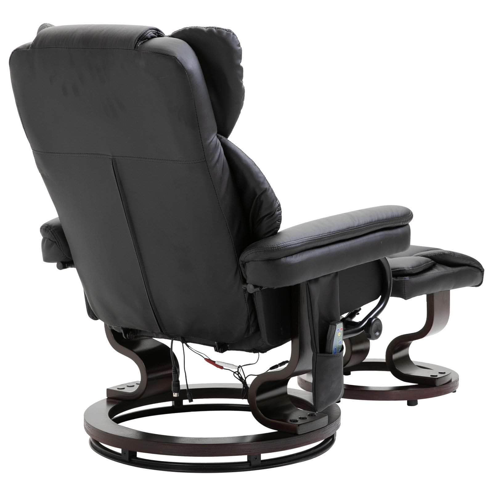 10 Vibration Point Massage Reclining Chair and Ottoman in Faux Leather - Available in 2 Colours