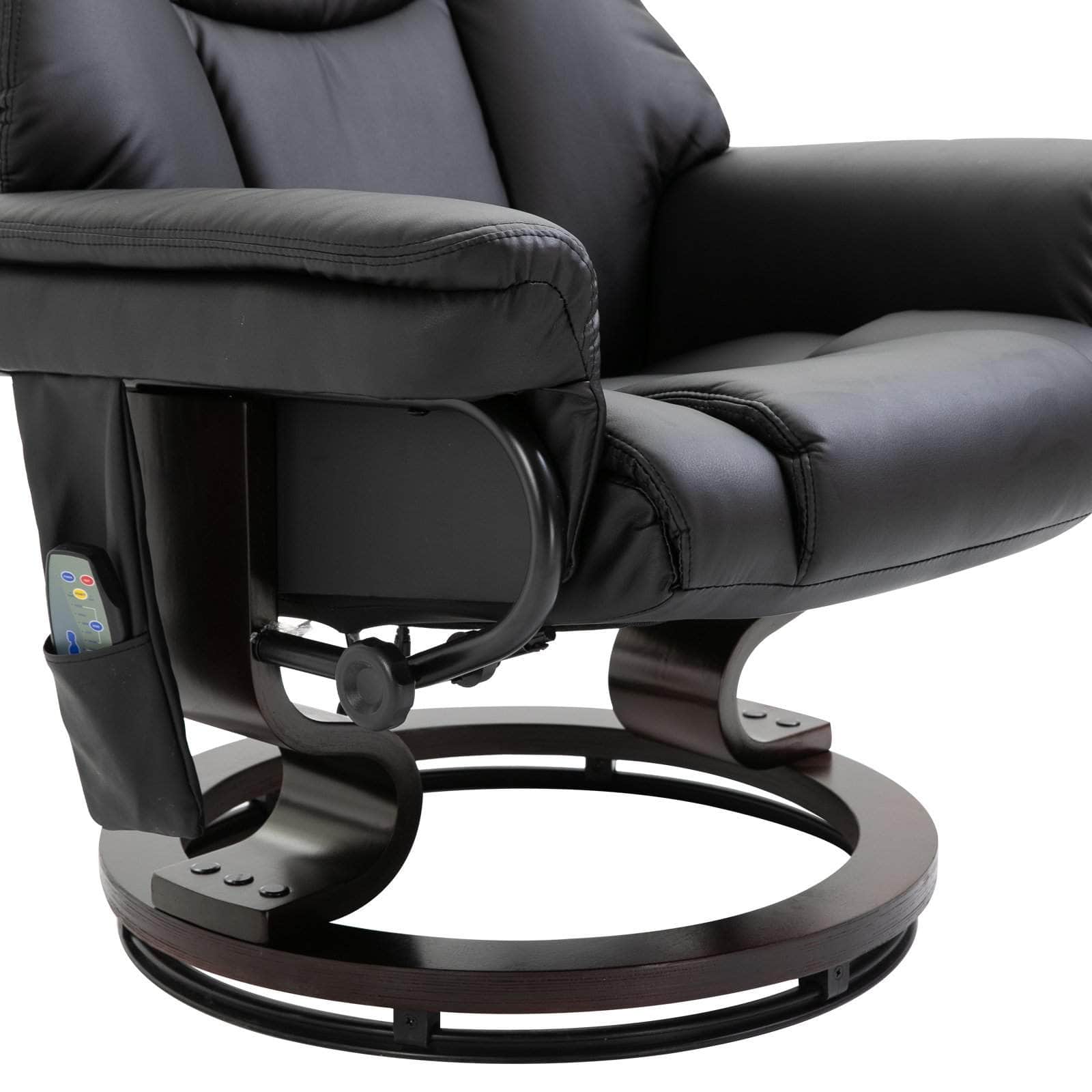 10 Vibration Point Massage Reclining Chair and Ottoman in Faux Leather - Available in 2 Colours