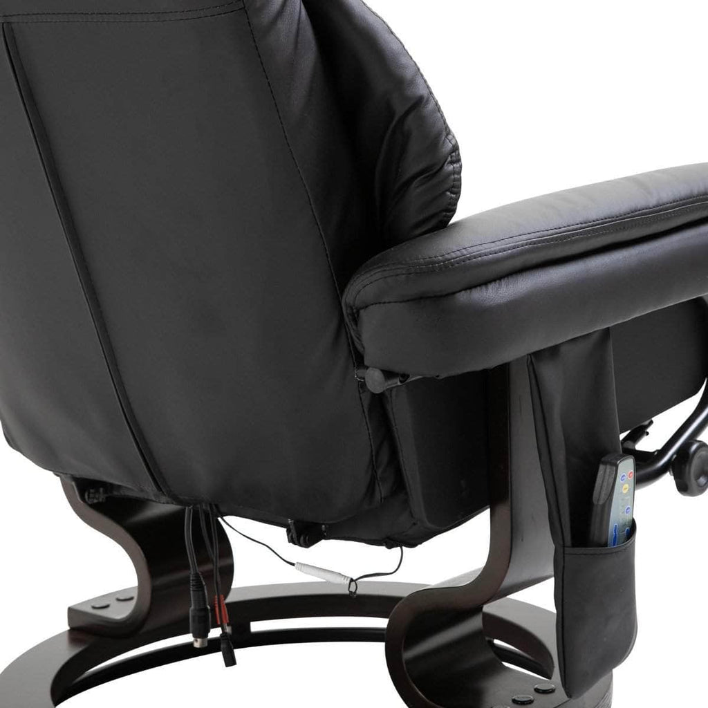 10 Vibration Point Massage Reclining Chair and Ottoman in Faux Leather - Available in 2 Colours